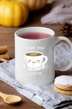 I Love You a Latte Coffee Lover Heart Tshirt Valentine Gift Mug