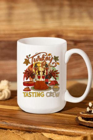 Vintage Retro Turkey Tasting Crew Thanksgiving Drinking Wine Mug