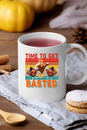 Vintage Time To Get Basted Thanksgiving Turkey Drinking Wine Mug