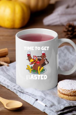 Time To Get Basted Thanksgiving Shirt Wine Gift For Women Mug