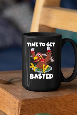 Time To Get Basted Thanksgiving Shirt Wine Gift For Women Mug