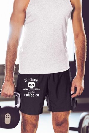 Blackout Coffee est.2018 Funny Skull Coffee Graphic Tee Short