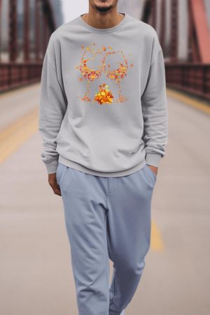 Wine Glass Maple Leaf Autumn Fall Season Thanksgiving Sweatshirt