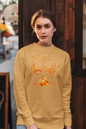 Wine Glass Maple Leaf Autumn Fall Season Thanksgiving Sweatshirt