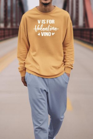 V is for Vino T-Shirt Anti Valentine's Day Drinking Wine Sweatshirt