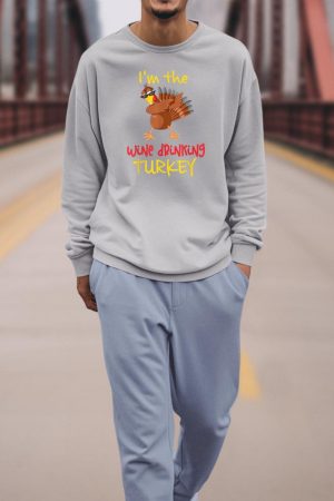 Wine Drinking Turkey Matching Family Thanksgiving Party Sweatshirt