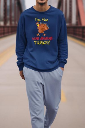Wine Drinking Turkey Matching Family Thanksgiving Party Sweatshirt