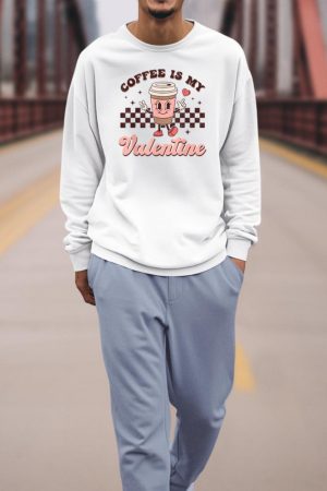 Retro Groovy Coffee Is My Valentine Day Coffee Lover Womens Sweatshirt