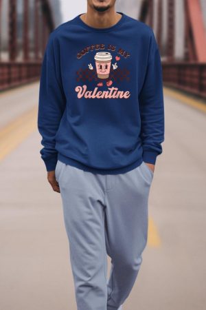 Retro Groovy Coffee Is My Valentine Day Coffee Lover Womens Sweatshirt