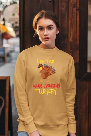 Wine Drinking Turkey Matching Family Thanksgiving Party Sweatshirt