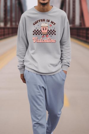 Retro Groovy Coffee Is My Valentine Day Coffee Lover Womens Sweatshirt