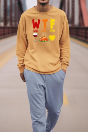 W.T.F Wine Turkey Family Funny Fall Autumn Thanksgiving Day Sweatshirt
