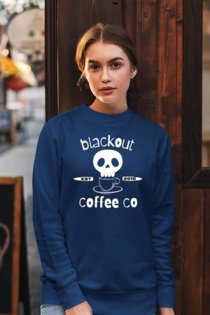 Blackout Coffee est.2018 Funny Skull Coffee Graphic Tee Sweatshirt