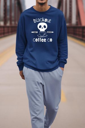 Blackout Coffee est.2018 Funny Skull Coffee Graphic Tee Sweatshirt