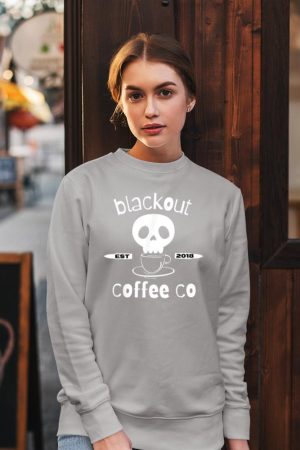 Blackout Coffee est.2018 Funny Skull Coffee Graphic Tee Sweatshirt