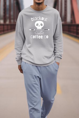 Blackout Coffee est.2018 Funny Skull Coffee Graphic Tee Sweatshirt