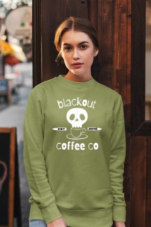 Blackout Coffee est.2018 Funny Skull Coffee Graphic Tee Sweatshirt