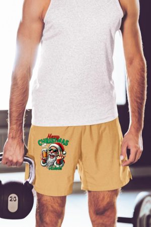 Merry Christmas Funny Santa Claus Middle Finger Drink Beer Short