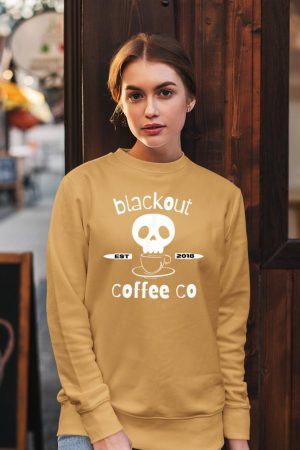 Blackout Coffee est.2018 Funny Skull Coffee Graphic Tee Sweatshirt