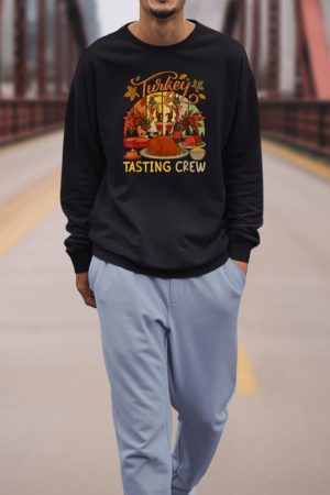 Vintage Retro Turkey Tasting Crew Thanksgiving Drinking Wine Sweatshirt