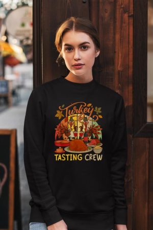 Vintage Retro Turkey Tasting Crew Thanksgiving Drinking Wine Sweatshirt