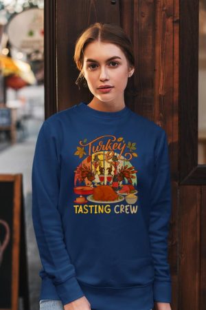 Vintage Retro Turkey Tasting Crew Thanksgiving Drinking Wine Sweatshirt