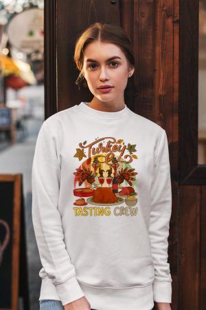 Vintage Retro Turkey Tasting Crew Thanksgiving Drinking Wine Sweatshirt