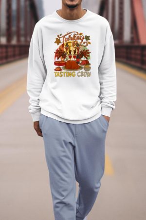 Vintage Retro Turkey Tasting Crew Thanksgiving Drinking Wine Sweatshirt