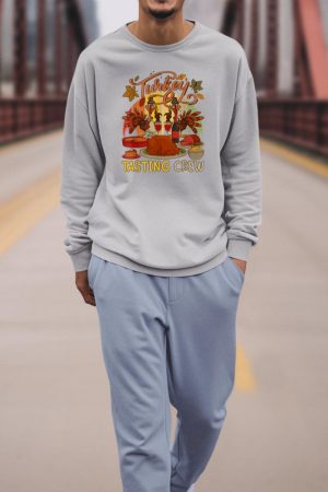 Vintage Retro Turkey Tasting Crew Thanksgiving Drinking Wine Sweatshirt