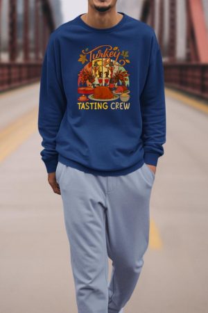 Vintage Retro Turkey Tasting Crew Thanksgiving Drinking Wine Sweatshirt
