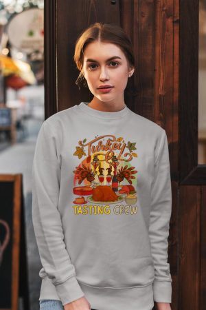 Vintage Retro Turkey Tasting Crew Thanksgiving Drinking Wine Sweatshirt