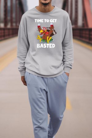 Time To Get Basted Thanksgiving Shirt Wine Gift For Women Sweatshirt