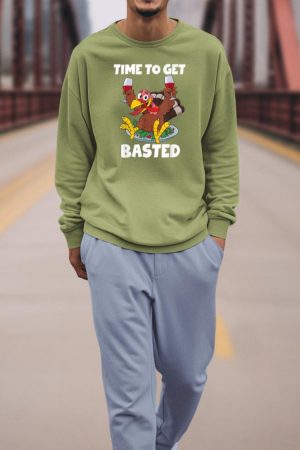 Time To Get Basted Thanksgiving Shirt Wine Gift For Women Sweatshirt