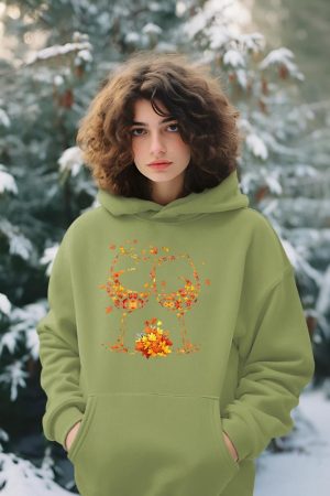 Wine Glass Maple Leaf Autumn Fall Season Thanksgiving Hoodie