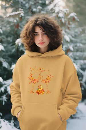 Wine Glass Maple Leaf Autumn Fall Season Thanksgiving Hoodie