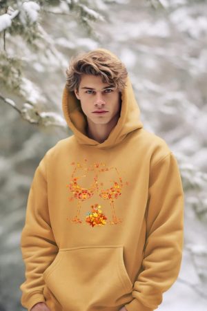 Wine Glass Maple Leaf Autumn Fall Season Thanksgiving Hoodie