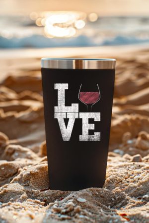 I Love Wine Red Wine Glass Heart - Wine Drinker Distressed Tumbler