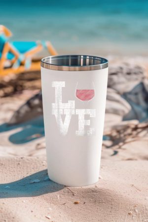 I Love Wine Red Wine Glass Heart - Wine Drinker Distressed Tumbler