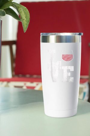 I Love Wine Red Wine Glass Heart - Wine Drinker Distressed Tumbler