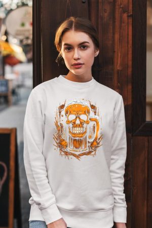 Skull Beer Halloween Costume Skeleton Drinking Craft Beer Sweatshirt
