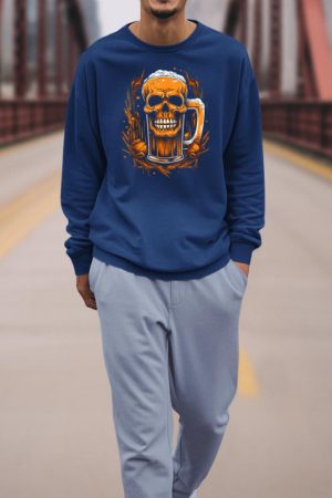 Skull Beer Halloween Costume Skeleton Drinking Craft Beer Sweatshirt