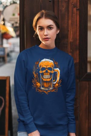 Skull Beer Halloween Costume Skeleton Drinking Craft Beer Sweatshirt