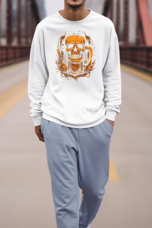 Skull Beer Halloween Costume Skeleton Drinking Craft Beer Sweatshirt