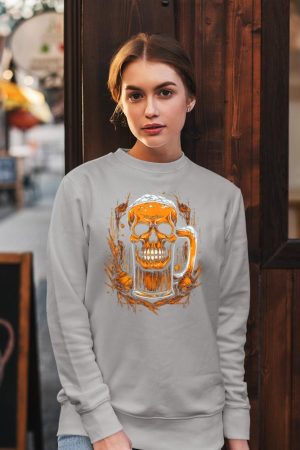 Skull Beer Halloween Costume Skeleton Drinking Craft Beer Sweatshirt
