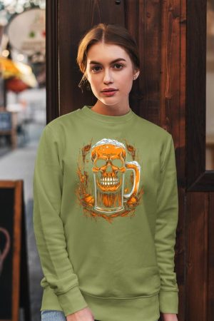 Skull Beer Halloween Costume Skeleton Drinking Craft Beer Sweatshirt