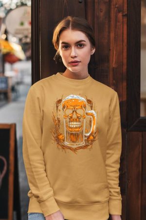 Skull Beer Halloween Costume Skeleton Drinking Craft Beer Sweatshirt