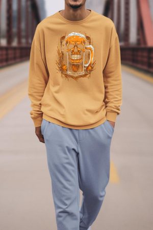Skull Beer Halloween Costume Skeleton Drinking Craft Beer Sweatshirt