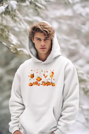 Wine Glasses Drinking Party Pumpkin Fall Season Thanksgiving Hoodie
