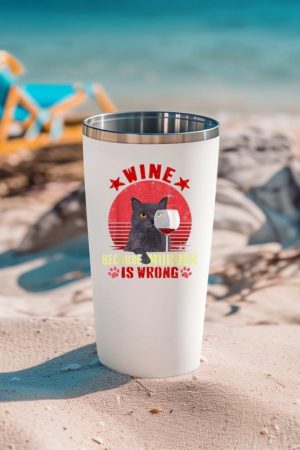 Funny Humor Cat Lover Men Women Reading and Drinking Wine Tumbler