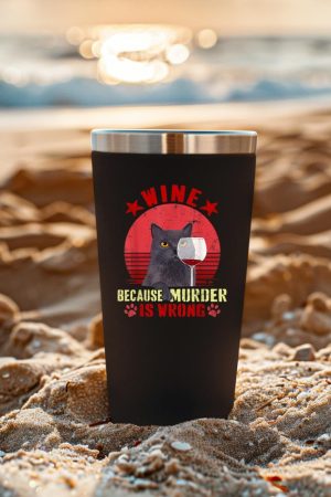 Funny Humor Cat Lover Men Women Reading and Drinking Wine Tumbler
